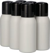 6x Plastic Fles 50 ml Schroefdop - Basic Round - HDPE Kunststof BPA-vrij - Plastic Flesjes Navulbaar, Lege Flessen Vloeistof - Semi Transparant Wit - Rond - Set van 6 Stuks