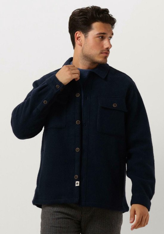 Anerkjendt Aklion Chemises en Wool Bouillie Homme - Bleu Foncé - Taille XL