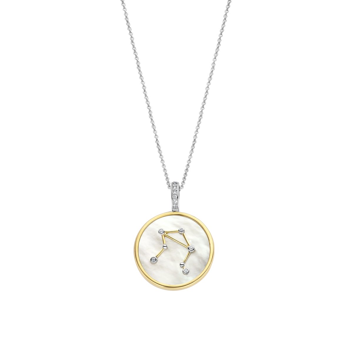 TI SENTO Dames Hanger - 925 zilver - Weegschaal - Parelmoer met geel verguld - 6826LI