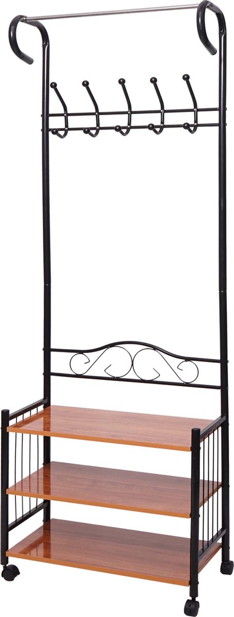 Metalen kapstok Oshawa, staande kapstok kledingstang, 186x65x34cm