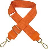 Qischa® Bag strap - Tassenriem - Schouderband - Schouderriem - Tassen Riem - Tas Hengsel - Verstelbare Riem - oranje - gouden hardware