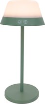 EGLO Meggiano Tafellamp - Aanraakdimmer - Draadloos - 32 cm - Groen/Wit - Instelbaar RGB & wit licht - Oplaadbaar - Buiten en Binnen