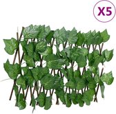 vidaXL - Kunstplant - druivenblad - latwerk - 5 - st - uittrekbaar - 180x20 - cm - groen