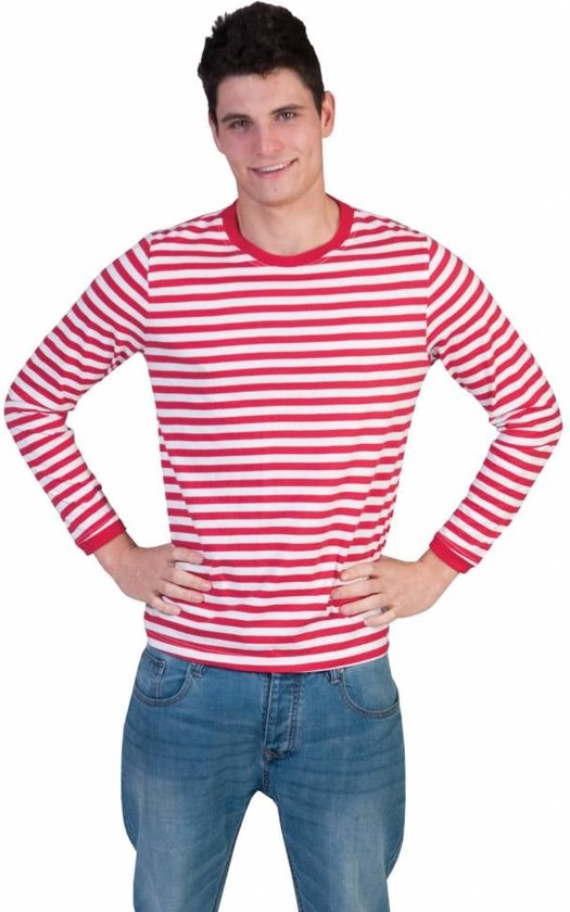 Rood/Wit gestreept shirt - Maat S