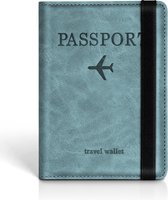 Paspoort hoesje - Paspoorthouder - Paspoort cover - RFID - Kunstleer - Lichtblauw