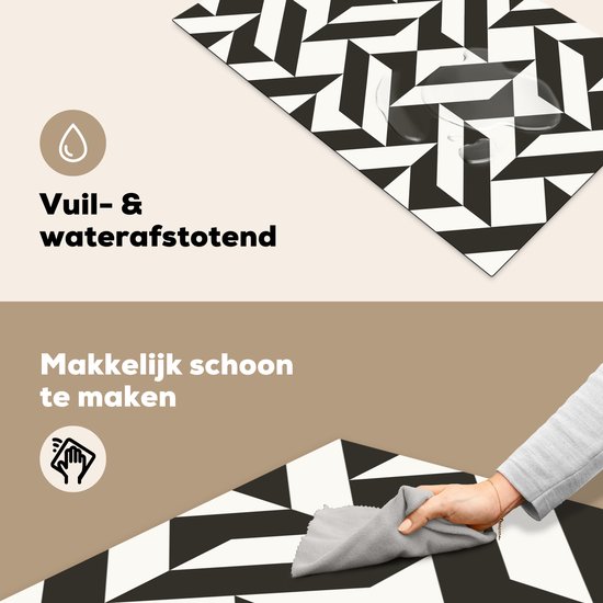 KitchenYeah® Inductie beschermer 83x51.5 cm - Zwart - Wit - Geometrische vormen - Patronen - Kookplaataccessoires - Afdekplaat voor kookplaat - Inductiebeschermer - Inductiemat - Inductieplaat mat