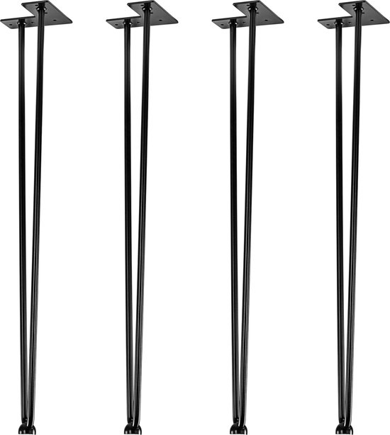 Tafelpoten - Meubelpoten - Hairpin poten - Meubelpoten set van 4 - 5.6 kg - 4 stuks - Staal - Zwart - 71 cm