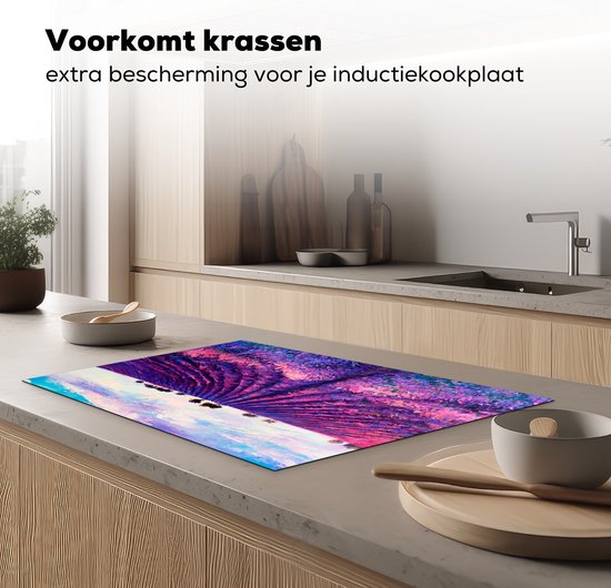 KitchenYeah® Inductie beschermer 81.2x52 cm - Olieverf - Schilderij - Bloemen - Kookplaataccessoires - Afdekplaat voor kookplaat - Inductiebeschermer - Inductiemat - Inductieplaat mat