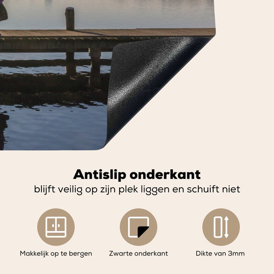 KitchenYeah® Inductie beschermer 80x52 cm - Rotterdam - Skyline - Water - Kookplaataccessoires - Afdekplaat voor kookplaat - Inductiebeschermer - Inductiemat - Inductieplaat mat