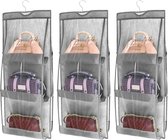 3-delige handtasopberger, handtasorganisator hangend met 6 transparante vakken voor handtas, schoudertas, portemonnee