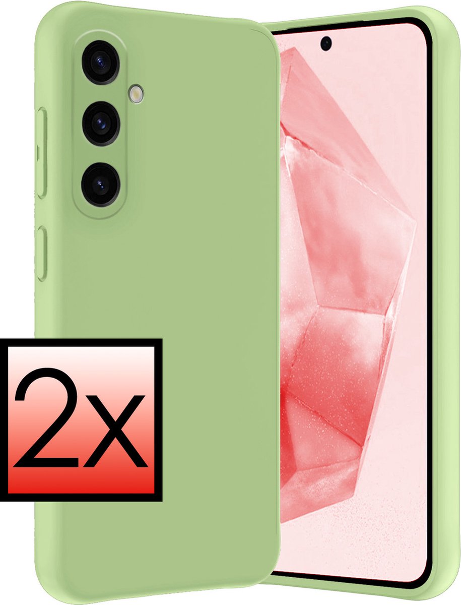 Hoesje - 2 Stuks - Geschikt voor Samsung Galaxy A35 - Sterk & Shockproof - Case Siliconen - Back Cover - Telefoon Hoes - Groen