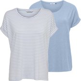 Only Dames T-Shirt MOSTER 2 PACK bequem Blauw XS Ronde Hals Volwassenen Top Korte Mouw