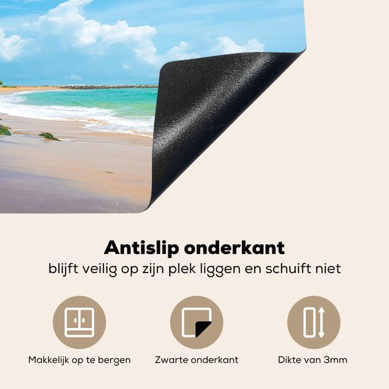 KitchenYeah® Inductie beschermer 77x51 cm - Strand - Zand - Palmboom - Kookplaataccessoires - Afdekplaat voor kookplaat - Inductiebeschermer - Inductiemat - Inductieplaat mat