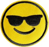 Emoji Smiley Rond Geel Strijk Embleem Patch Zonnebril 5.2 cm / 5.2 cm / Geel Zwart