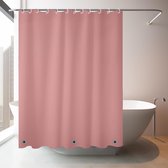 Douchegordijn, 180 x 180 cm, roze, wasbaar, douchegordijn in badkamer, gordijn voor bad en douche, ultra glad en waterdicht, met 12 douchegordijnringen