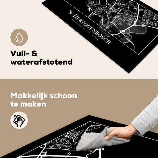 KitchenYeah® Inductie beschermer 89.6x51.6 cm - Plattegrond - 's-Hertogenbosch - Stadskaart - Kaart - Kookplaataccessoires - Afdekplaat voor kookplaat - Inductiebeschermer - Inductiemat - Inductieplaat mat