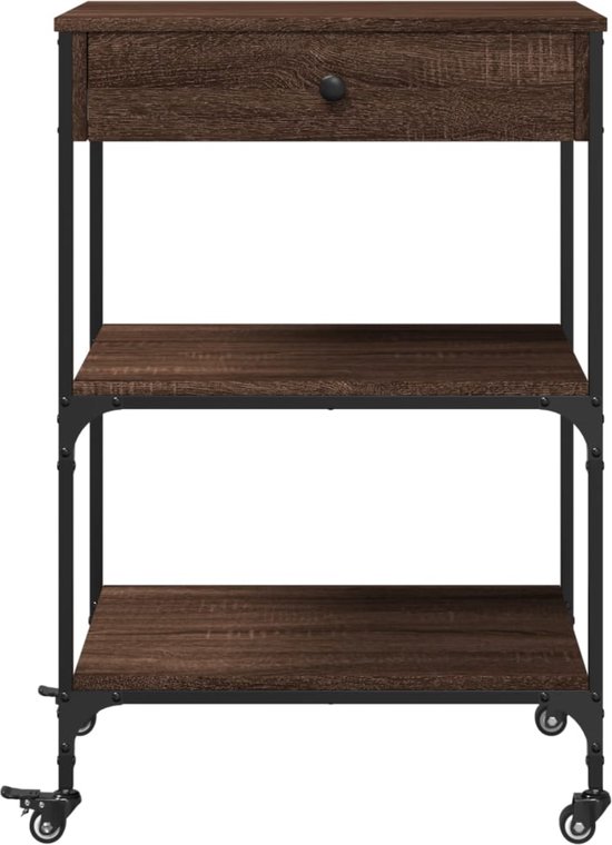 vidaXL Keukentrolley 60x48x89,5 cm bewerkt hout bruin
