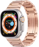 Stalen bandje - RVS - geschikt voor Apple Watch Series 1/2/3/4/5/6/7/8/9/SE met case size 38 mm / 40 mm / 41 mm - rosegoud