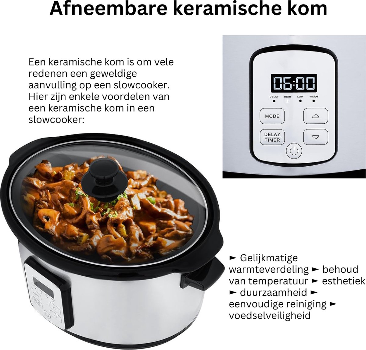 Slowcooker Met Timer - Slowcookers Inclusief Warmhoudfunctie - afbeelding 2