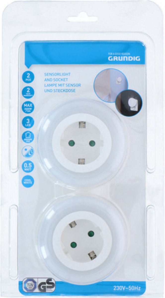 Grundig LED Nachtlamp met lichtsensor - 6x - 230v - kinderkamer - met extra stopcontact - energiebesparend van Merkloos — afbeelding 5