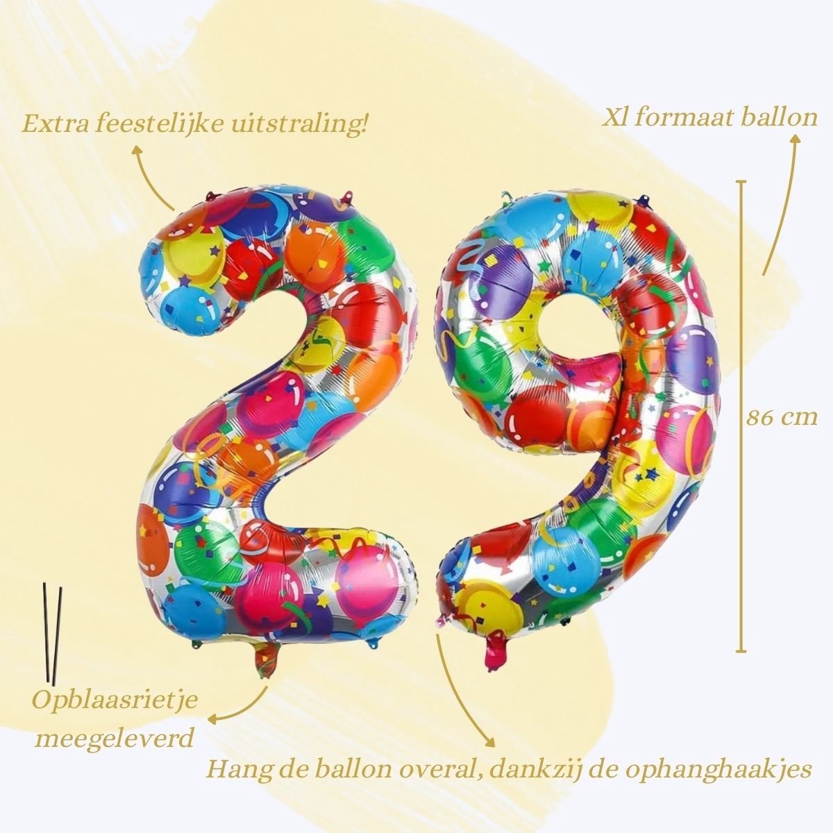 Cijfer Ballonnen Ballon Cijfer 29 Verjaardag Versiering Feest Helium Ballonnen Cijferballon Folieballon Kleur Xl Formaat — afbeelding 2