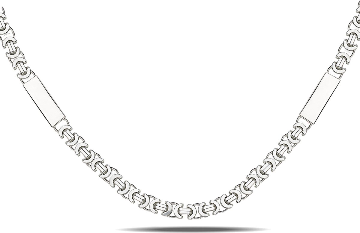 Juwelier Zwartevalk zilveren platte koningsschakel ketting met platen - ET 40-3T/60cm--