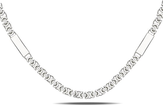 Juwelier Zwartevalk zilveren platte koningsschakel ketting met platen - ET
