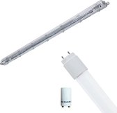 LED Waterdichte TL Armatuur met T8 Buis - Velvalux Strela - 120cm - Enkel - Koppelbaar - Waterdicht IP65 - 16W - Natuurlijk Wit 4200K