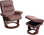 MCA Relaxfauteuil MCW-J42, TV-fauteuil TV-fauteuil kruk, stof ~ taupe-bruin imitatiesuède, frame in walnoot-look