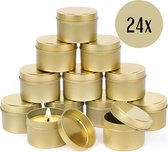 ZoeZo Design - Récipients en métal doré avec couvercle - Récipients réutilisables - Pots de rangement - Bougies DIY - Faire des bougies - 24 Pièces - Goud or
