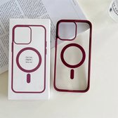 Telefoonhoesje Siliconen - Geschikt voor MagSafe - Geschikt Voor iPhone 15 Pro Max - Shock Proof Case - Wijn Rood