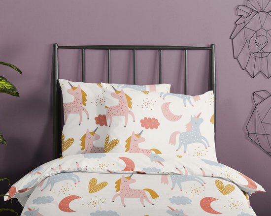 Good Morning dekbedovertrek eenhoorn en regenboog - Ledikant/ baby 100x135 cm - Multi - 100% Katoen renforce van Merkloos — afbeelding 2