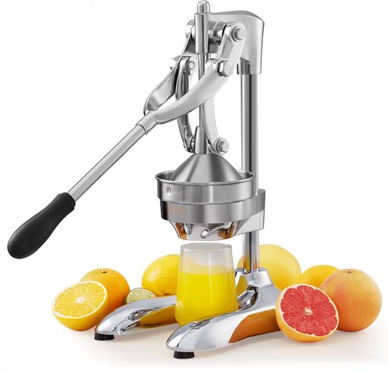 handmatige sapcentrifuge 320x190x430mm gastro citruspers roestvrijstalen sinaasappelpers met ergonomische pershandgreep en antislip rubberen basis granaatappelpers φ22mm spindel sapcentrifuge sapcentrifuge pers — afbeelding 4