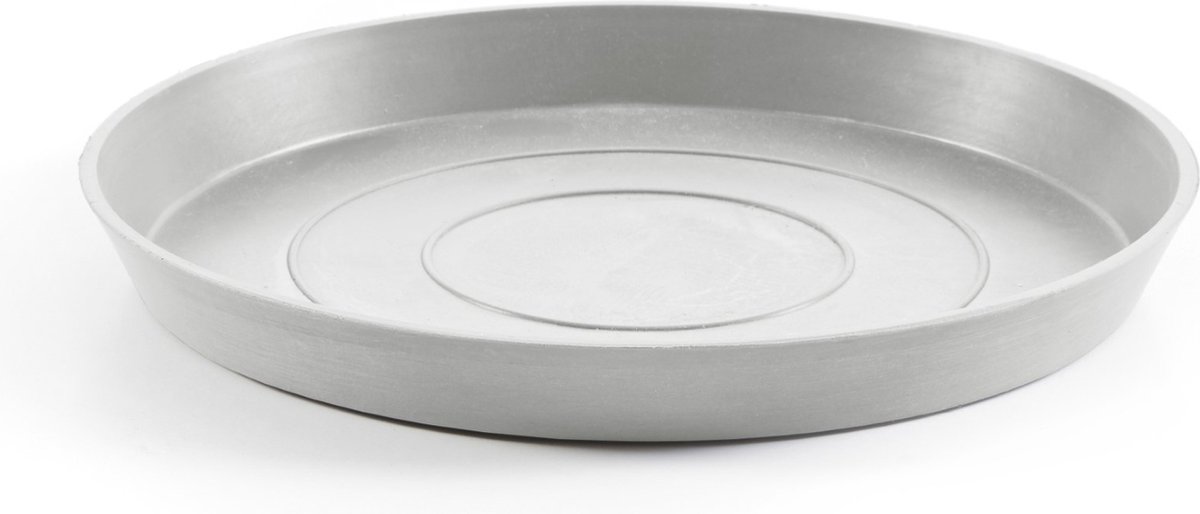 Ecopots Saucer Round - White Grey - Ø28,7 x H3 cm - Ronde witgrijze onderschotel met waterreservoir