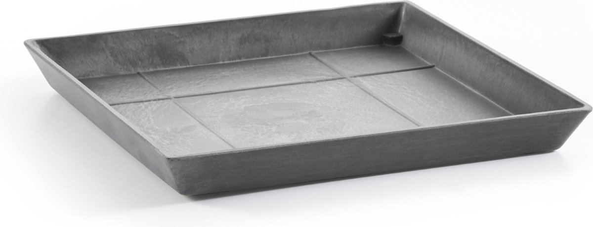 Ecopots Saucer Square - Grey - 28 x H3 cm - Vierkante grijze onderschotel met waterreservoir