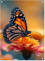 Tuinschilderij Vlinder - Dieren - Kleurrijk - Natuur - Bloemen - 60x80 cm - Tuinposter - Tuindoek - Buitenposter