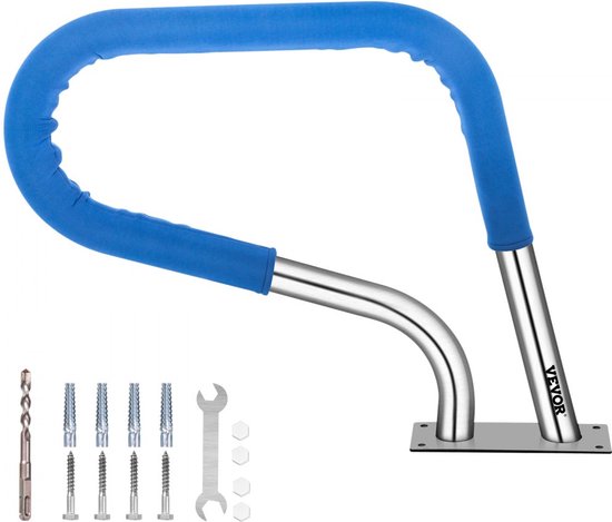 VEVOR Zwembad Roestvrij Stalen Leuningen 137x91,4 cm Leuning Afrit 113 kg Rail Zwembad Steunbalk 4,8 cm Buis 2 mm Dik met 1,2 m Handgreepafdekking 4 Ankers voor Ingang Uitgang Zwembad Spa Waterpark
