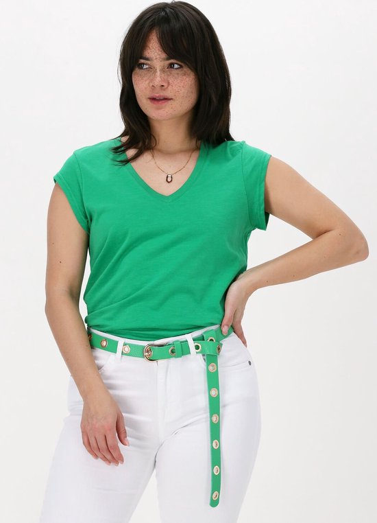 CC Heart Basic V-neck T-shirt Tops & T-shirts Dames - Shirt - Groen - Maat XS