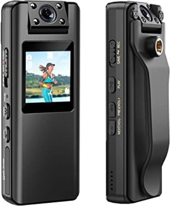 Body Cam Professionale 1080P Con 64GB – Mini Videocamera Da Polizia Con Obiettivo Orientabile 180°, Batteria 6 Ore, Registrazione Ciclica, Dotata Di Scheda TF E Lettore
