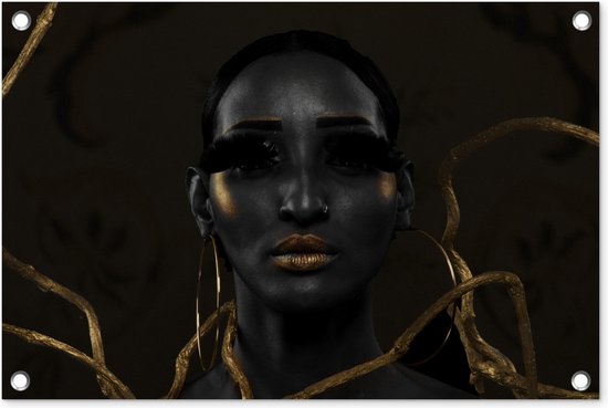 Décoration de jardin Femme - Goud - Noir - 60x40 cm - Poster jardin