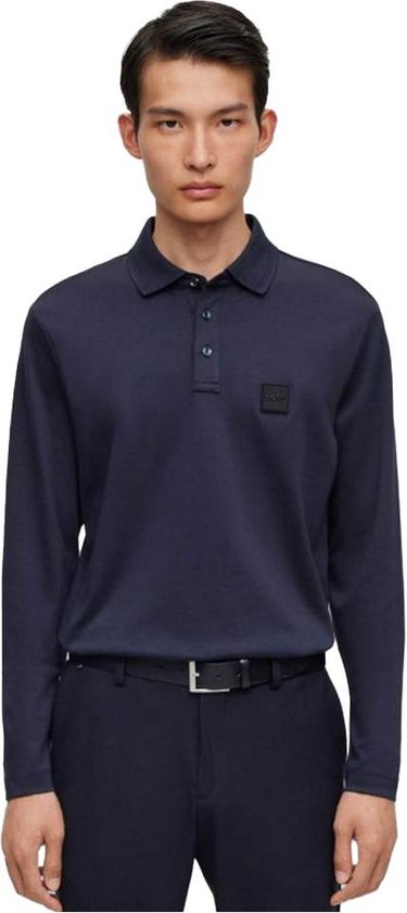 Boss Cotton Piqué Jersey Polo Shirt with Logo Detail, Men, Size: S, Blue