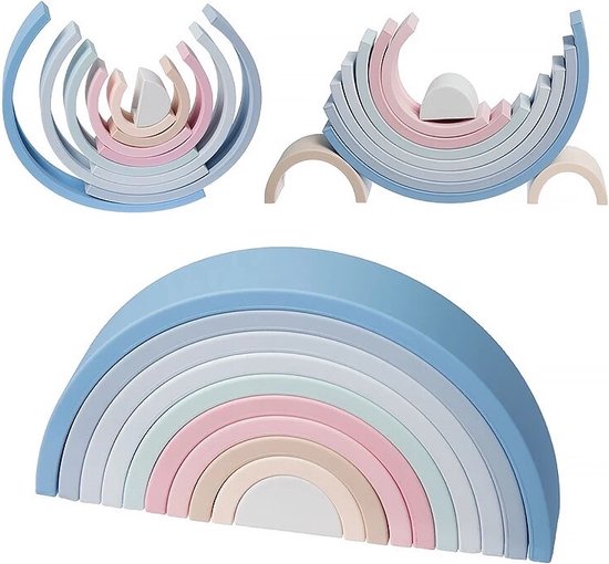 Stapelblokken - Blauw - 10 stukken - Speelgoed - Stapelstenen - Regenboogspeelgoed - Baby - Kinderen - Meisje en jongen van Bleucerise — afbeelding 5