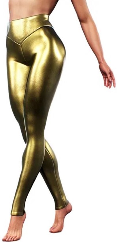 Sexy legging broek dames - Goud - Skinny - Fashion - Erotisch getint - V taille - Festival - Gold thema - Clubwear
