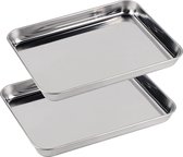 Set de 2 plaques à pâtisserie rectangulaires en acier inoxydable pour cuisine de pâtisserie, passent au lave-vaisselle (23 x 17 x 2,5 cm)