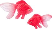 vdvelde.com - Nep goudvissen - 2 stuks - Handgeschilderde kunststof goudvissen - Afm.: resp. 5x2x2,5 en 4,5x2x1,5 cm - Eenvoudig te positioneren met loodjes.