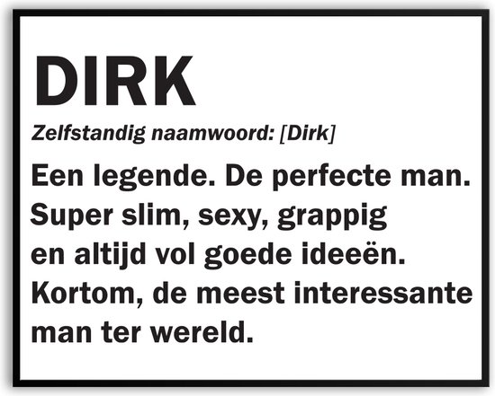 Dirk Woordenboek Fotolijst met glas 40 x 50 cm - Prachtige kwaliteit - jarig - verjaardag - kado - Canvas - incl ophangsysteem - Poster - Grappig - cadeau