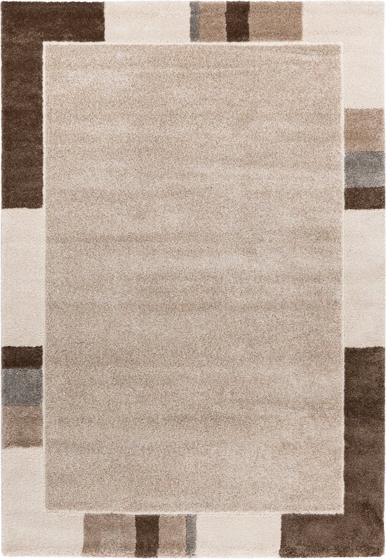 Flycarpets Livia Lijstmotief - Bruin / Beige Vloerkleed - Laagpolig Tapijt - Woonkamer - 200x290 cm