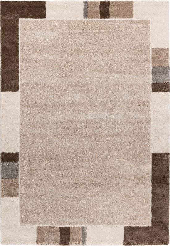 Flycarpets Livia Lijstmotief - Bruin / Beige Vloerkleed - Laagpolig Tapijt - Woonkamer - 160x230 cm