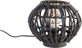 QAZQA canna - Landelijke Tafellamp - 1 lichts - H 23 cm - Zwart - Woonkamer | Slaapkamer