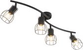 QAZQA botu - Moderne Plafondlamp - 4 lichts - L 86 cm - Zwart - Woonkamer | Slaapkamer | Keuken
